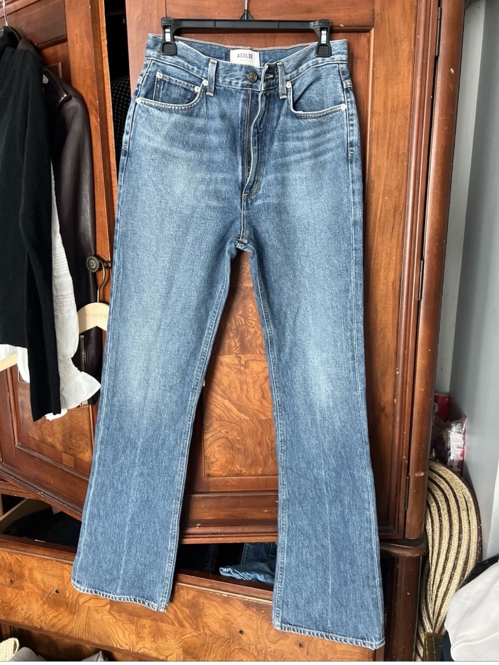 Agolde women’s high rise vintage Flare Jeans zip fly med wash